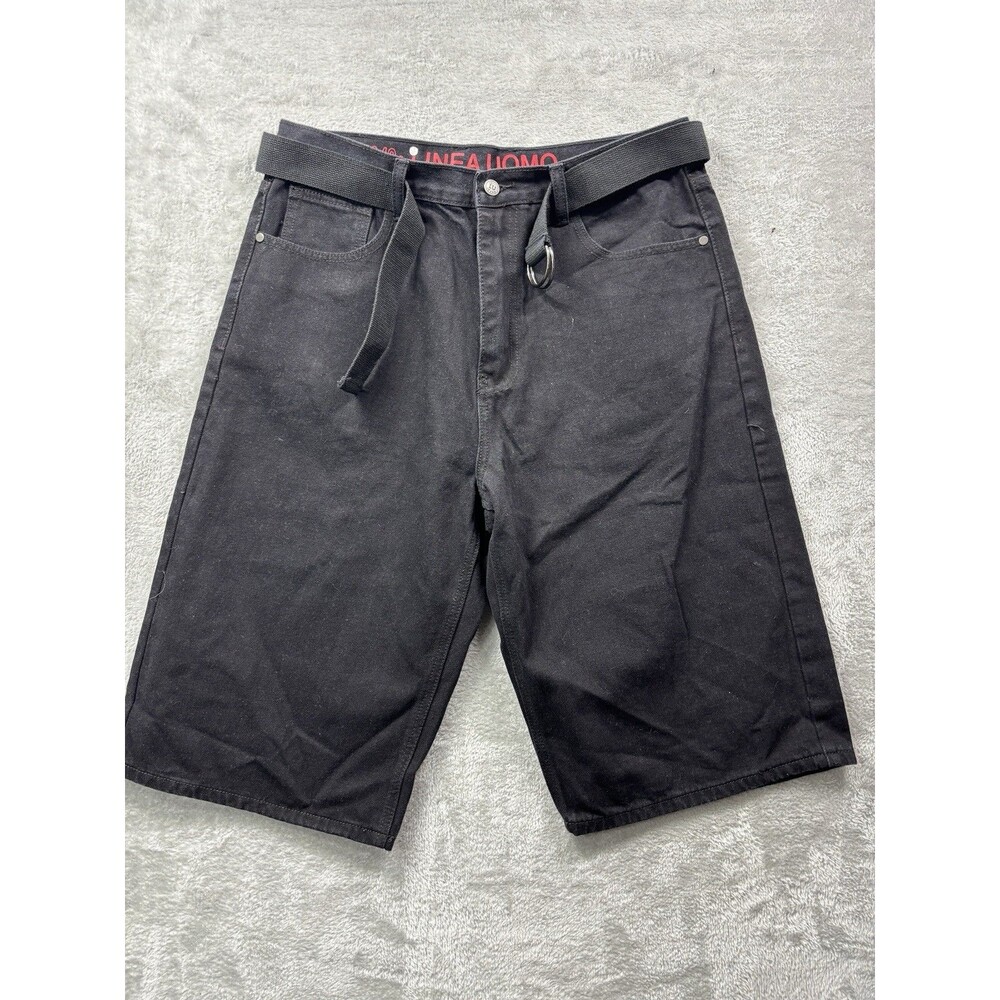 Linea Uomo Shorts Men W34 relaxed straight Fit Black Denim Jean Bermuda Zip